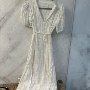 Girl & The Sun White Maxi Dress with Puff Sleeves